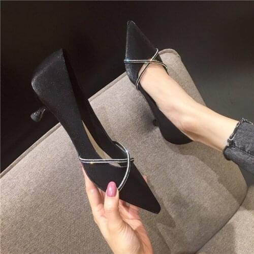 Black dress high heels cream white professional thin with versatile 3cm pointed working single shoe woman heels 2020