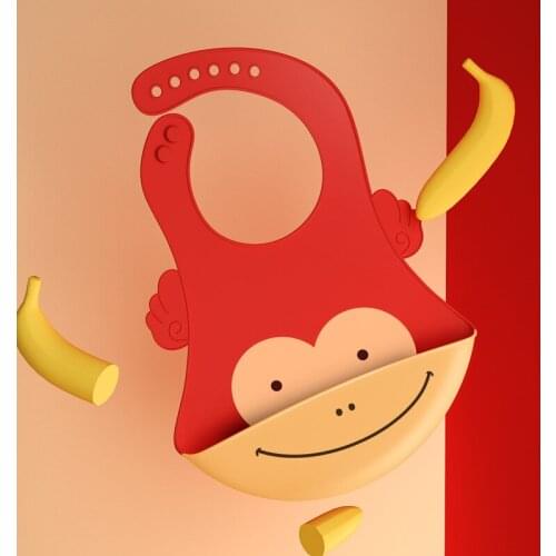 Baby Silicone Eating Bib Cute Baby feeding food Three-dimensional Waterproof Super Soft Meal Pocket Childrens Saliva Pocket