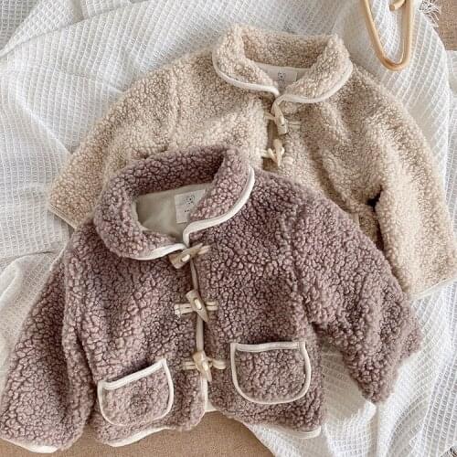 2 3 4 5 6 Y Toddler Girls Lambswool Jackets Autumn Winter Kids Korean Warm Coats Baby Girls Velvet Thicken Cotton Jacket Outwear