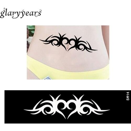 Hot Sale 1 Piece Small Indian Henna Tattoo Stencil Strip Heart Design Female Waist Shoulder Art Paint Health Tattoo Stencil S614