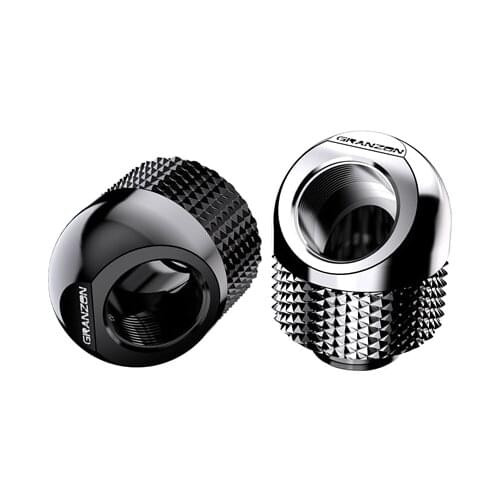 Granzon G1/4'' 45 Degree Rotary Elbow Fitting / Connector Adapter PC Water Cooling Accessories Black Silver / GD-45