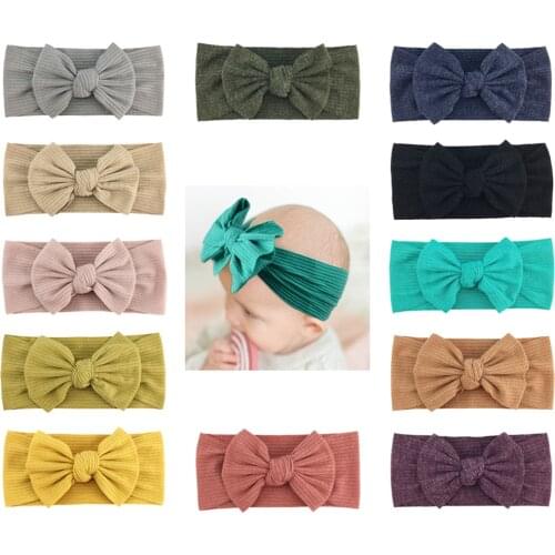 16pcs/lot 4.5inch Cotton Hand Tied Bow knot Turban Headband For Baby Girls Hair Accessories Toddler Stretchy Hairband Head Wrap