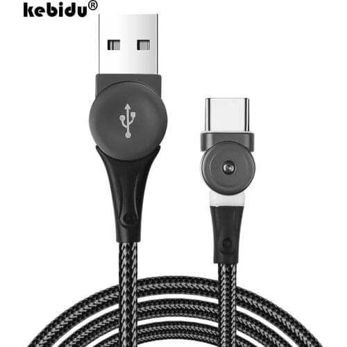 Kebidu 180 Degree Free Rotation 2.4A USB Type C Micro USB Cable Fast Charging Data Transfer Cable for Mobile Phone Charging Wire