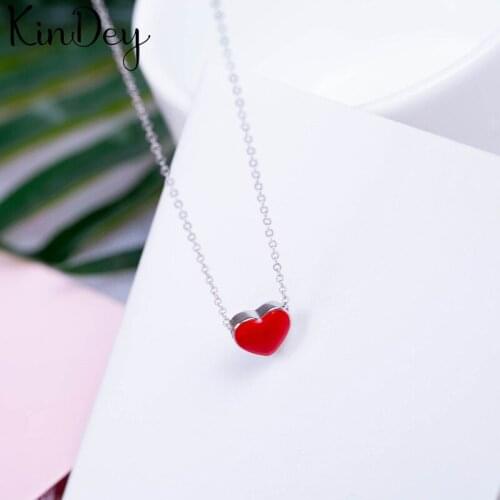 Kindey Silver Color Jewelry Red Love Heart Necklaces For Women Wedding Kolye Collares Bijoux