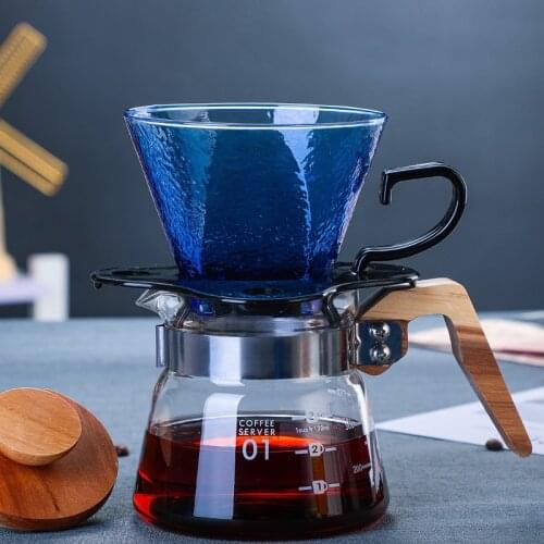 Coffee Server Pot and Funnel Cup Heat-Resisting Glass Kettle Afternoon Tea Pitcher Creative Hand Drip Filter Dripper and Stand