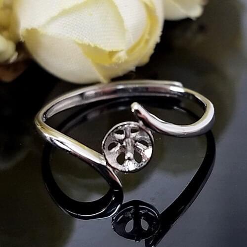 Cubic Zirconia Solid Sterling Silver Ring Setting, Heart Pattern Ring Mounting, Ring Blank Without Pearl Jewelry Wholesale S907