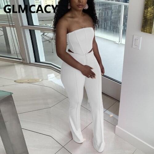 Two Piece Chic Summer Suits Solid Tube Top & Slim Pants Set