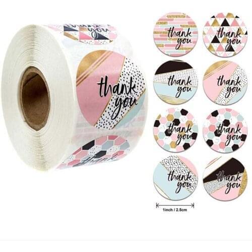 500pcs/Roll Round Label Handmade Thank You Stickers For Package Seal Wedding Gift Card Business Decoration Stationery Stickers