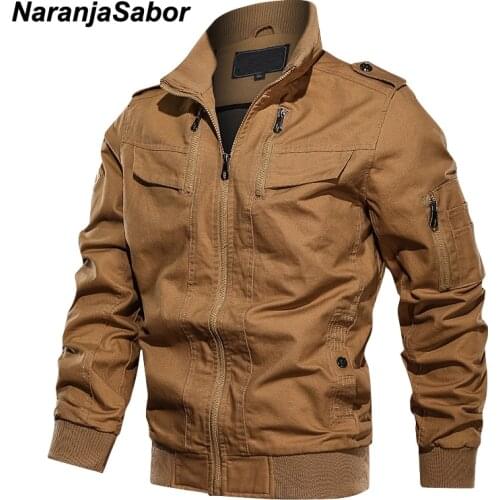 NaranjaSabor New Mens Cotton Jacket 2020 Autumn Mens Solid Color Loose Coat Male Fashion Military Outwear Large Size 6XL N530