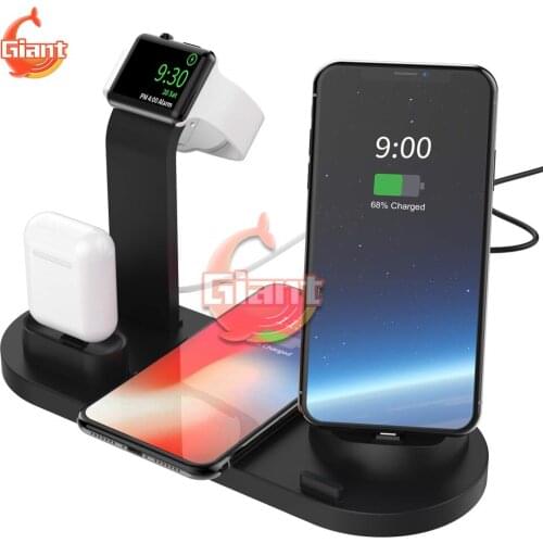 Micro USB Type C Stand Fast Charging 3.0 Qi Wireless Charger Charging Stand Dock Station 4 in 1 For Airpods Watch Charger
