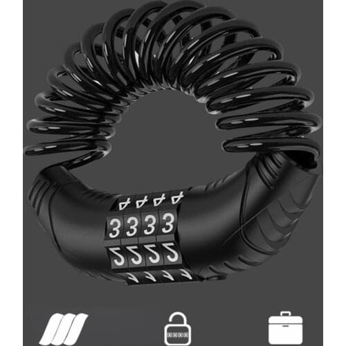 Mini Motorcycle Lock Bike Helmet Lock Cable Durable 4 Digit Combination Lock Bicycle Lock Portable Bike Anti-theft Lock