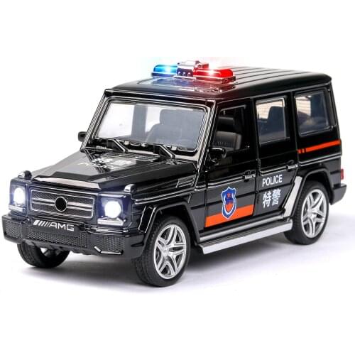 1:32 high simulation G63 swat police car version with sound and light door children alloy toy car model decoration gift