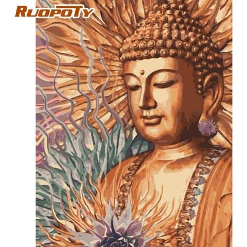 RUOPOTY Frame Buddha Diy Oil Painting By Numbers Handpainted Paints Craft For Adults Kids Surprise Gift On Canvas Home Art Gift