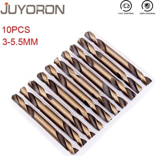 10pcs Double Ended Twist Drill Bit Set 3mm 3.5mm 4mm 5mm Perforated HSS Cobalt Steel M35 Spiral Drill Tools Metal Woodworking