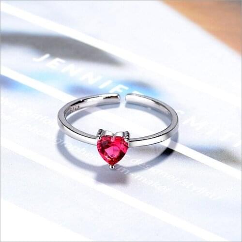 New Trendy Charm Red Zircon Heart Rings For Women Men Boho Knuckle Party Rings Punk Cocktail Jewelry Girls Gift anillos bijoux