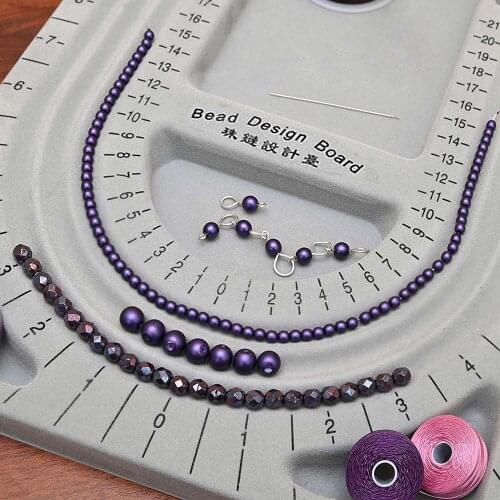 Gray Flocked Bead Board Organizer Tray Measuring Tool DIY Bracelet Necklace Jewelry Making Sewing Accessories Craft Supplies