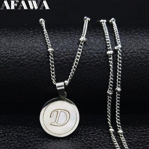2021 D Letter Stainless Steel Shell Necklace Women Bead Silver Color Small Necklaces & Pendants Jewelry collier femme N19272