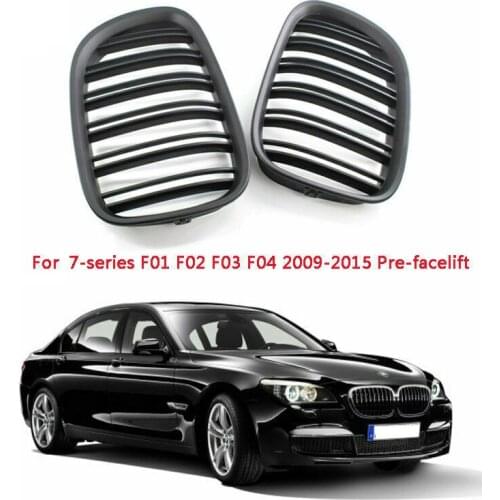 Front Bumper Grill Double Slat Grille for BMW F01 F02 7-SERIES 730D 740I 750I 09-15(Matte Black)