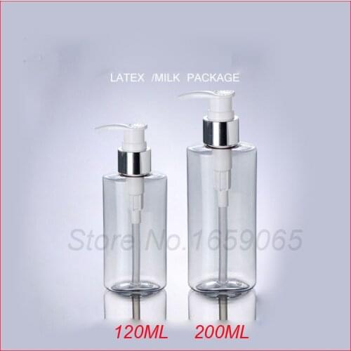 120/200G PET plastic bottle Lotion silver Press Pump bottle shampoo Cosmetics container empty Foam Soap Refillable Bottles