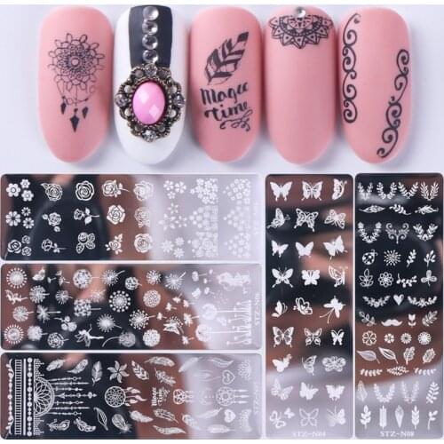 Fashion Steel Nail Stamp Stamping Plates Art Transfer Small Floral Butterfly Petal Nail Template Transfer Nails Accessoires