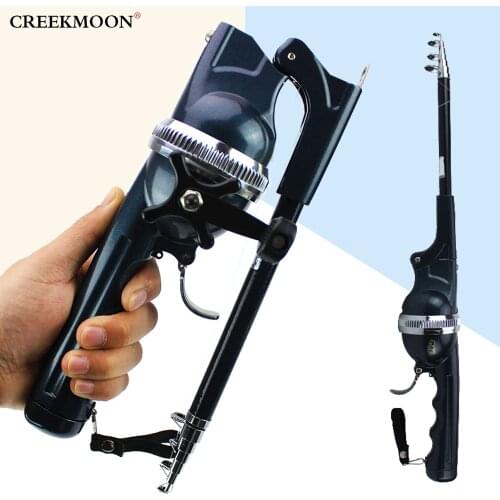 1Set/Bag Portable Folding Mini Fishing Rod Telescopic Epoxy Resin Poles with Reel Line Travel Rods for Fish Folded Spinning Rod