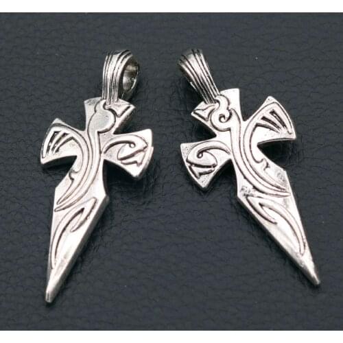 2pcs Religious Crosses Charm Vintage Necklace DIY Metal Jewelry Pendants For Handicraft Making Unisex 57 * 24mm A2160
