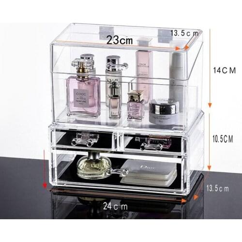 Clear Acrylic Cosmetic Organizer Box Makeup Storage Drawer Desk Bathroom Makeup Brush Lipstick Holder