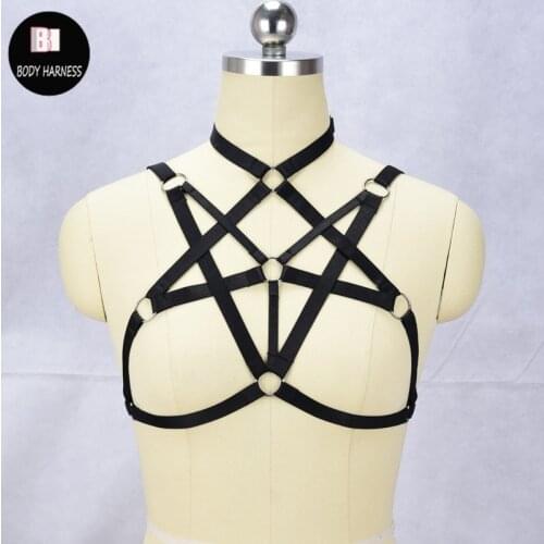 Elastic band Harajuku Gothic design body harness bra lingerie sexy bondage cage bra body harness bra belt