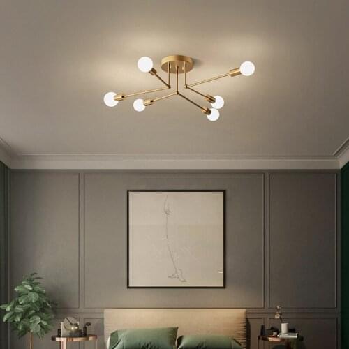 Nordic full copper right angle ceiling lamp modern personality bedroom study copper lamp simple creative living room lamp