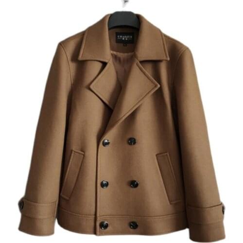 Loose fashion wool coats mens jacket куртка мужская весна khaki black winter new european all-match short coats long-sleeved