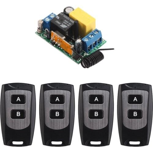 Smart home New 220V 10A 1 Channel Wireless Relay Remote Control Light Switch RF Mini Receiver With 4pcs Transmitter