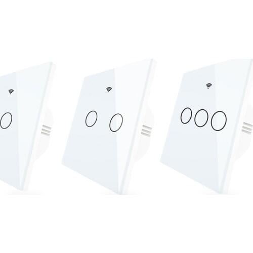 CBE Tuya Smart Touch Switch WIFI Wall Switch 100-240V 10A 1 2 3 Gang WS EU RF Voice Control Work with Alexa Google Home