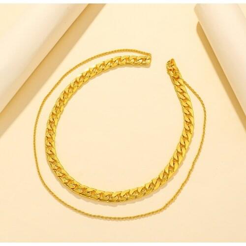 YAOLOGE 316L Stainless Steel 2021 Pendants For Women 2 Layer Gold Color Geometric Necklaces Chain Choker Fashion Party Jewelry