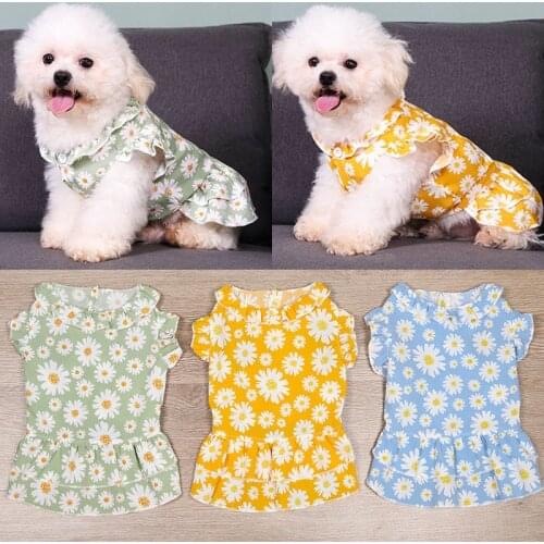 Dog Skirt Ruffle Puppy Dog Princess Dress Accessory Pet Dress Cute Puppy Dress Flower Print Cupcake Dress Cat Dog Summer Costume