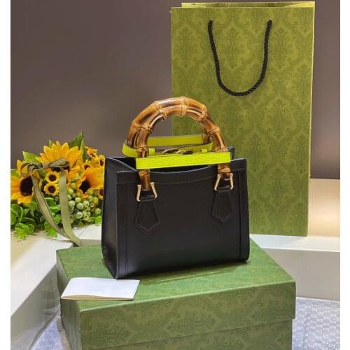 New Fashion 2021 Spring Autumn Women Handbags Bamboo Handle Calfskin Luxury Designer High Quality Diana Bags Genuine Leather