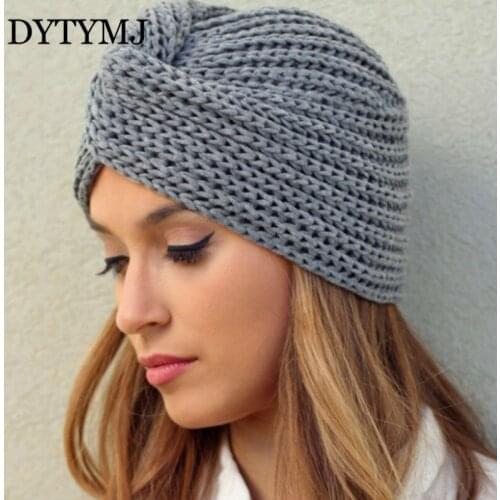 DYTMYJ Winter Hats For Women Thickening Knitted Hat Beanie Winter Hat Women Braided Hair Band Warm Beanies Twisted Knot Solid