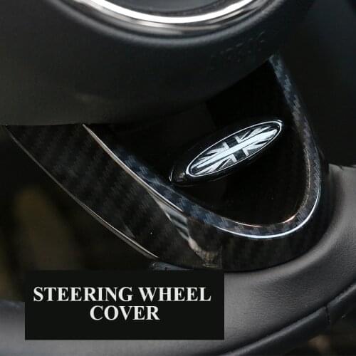 1Pcs ABS Carbon Fiber Car Steering Wheel Decorative Shell Sticker Cover For Mini Cooper F54 F55 F56 F60 Countryman Car Styling
