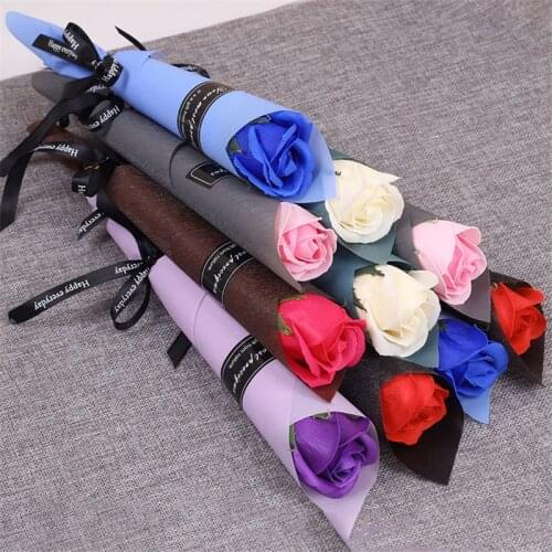 1pcs 35cm Rose Bath Body Flower Floral Soap Scented Rose Flower Essential Wedding ValentineS Day Gift Holding flowers