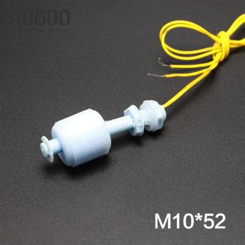 10Pcs/lot M10*52mm 100V Poly Propy Water Level Liquid Sensor Mini Float Switch ZP5210 1A1