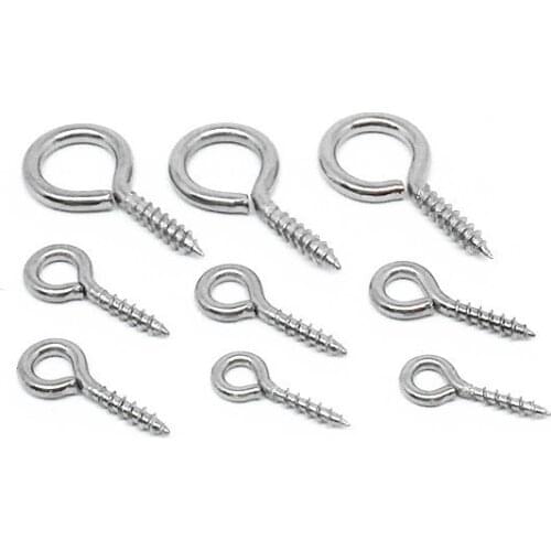 100pcs Stainless Steel Never Fade Screw Eye Pins Hooks 10 12mm Length Eye Hooks Clasps Connector for DIY Jewelry Making Crafts