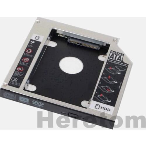 12.7mm Universal Aluminum SATA to SATA Caddy For 2nd HDD SSD Hard Drive Box Enclosure DVD CD ROM Optibay Adapter Case