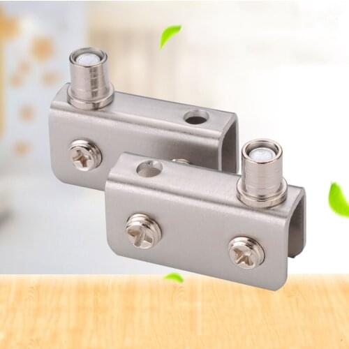 2Pcs Glass Pivot Hinge Rotation Axis Stainless Steel Wine Cabinet Door Rotating Hinges Clamp Clip Shaft Hidden Hinge
