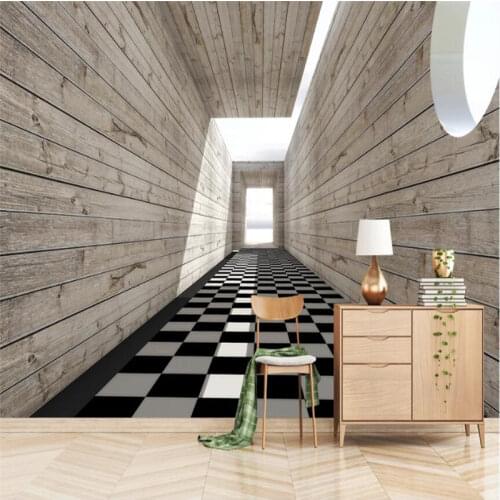 3D Photo Wallpapers Living Room Bedroom Extension Space Wall Murals Modern Home Improvement Wood Grain Background Wall Paper 3D