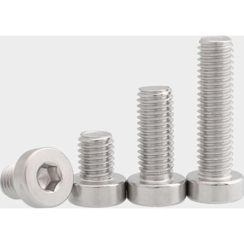 5pcs 1/4-20 304 stainless steel Allen thin head screws hex socket short headed screw mechanical bolts fasten bolt
