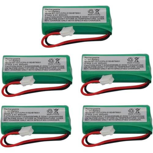 5pcs 2.4V 800mAh Ni-MH Cordless Phone Battery for Uniden BT-1011 BT-1018 BT1011 BT1018 BT-694