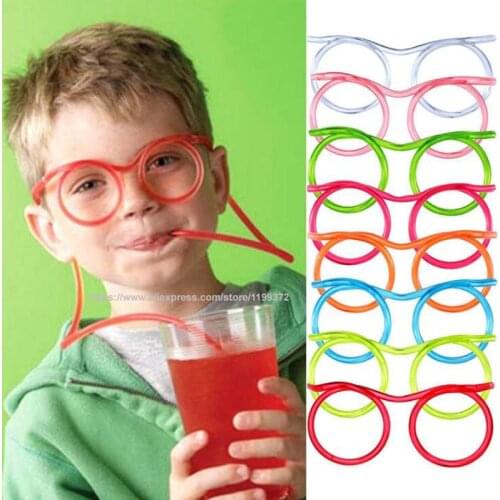 500pcs Novelty items Amazing Silly multi-colors Glasses Funny Drinking Straw glasses Frames for party favor free shipping