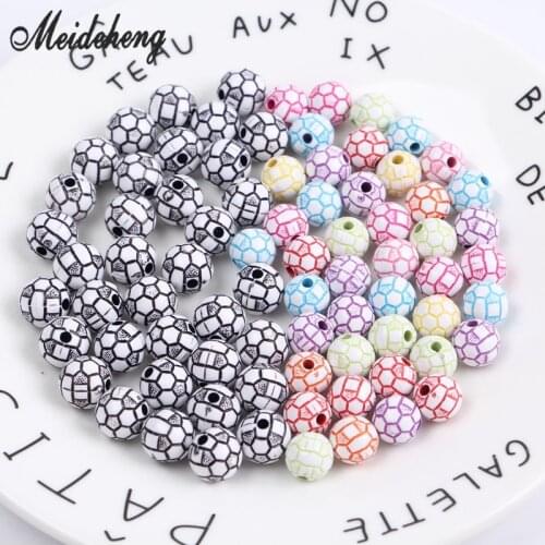 10mm 11mm Acrylic Toy round Ball Football beads Black White Multi color for DIY Children Educational jewelry making