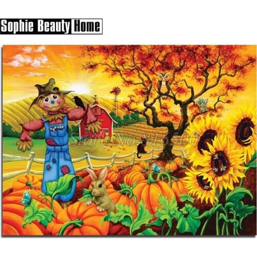 DIY 5D Diamond Painting Cross Stitch Scarecrow Pumpkin Rabbit Sunflower Needlework Full Diamond Mosaic Diamond Embroidery 189181