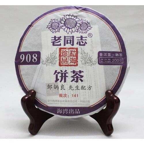 2014yr High Quality Old Comrade Ripe Puer Chinese TeaLaotongzhi 908 Batch 141 Shu Puer Chinese Tea 200g