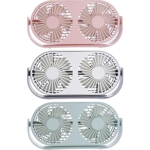 Double Desk Fan Small Tabletop Fan Portable 3 Cooling Speed Adjustable Head Personal Aromatherapy Fan